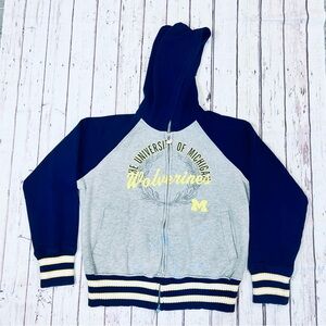 Women’s Blue University Michigan Long Sleeve Hoodie Sweatshirt Full Zip Up XL